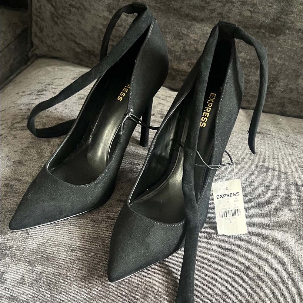 Express Elegant Black Heels with Ankle Tie